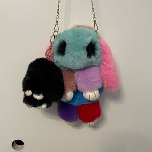 Plush bunny crossbody and purse charm